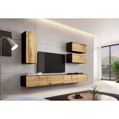 Cama Meble Cama living room cabinet set VIGO 13 black/wotan oak