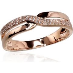Золотое кольцо #1100293(Au-R)_DI, Красное Золото	585°, Бриллианты (0,117Ct), Размер: 18, 2.98 гр.
