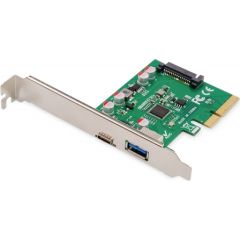 DIGITUS PCIe card, USB-C 3.1 Gen 2, 10Gpbs, USB-A 3.1