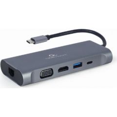 Gembird A-CM-COMBO7-01 USB Type-C 7-in-1 multi-port adapter (Hub3.0 + HDMI + VGA + PD + card reader + stereo audio), space grey