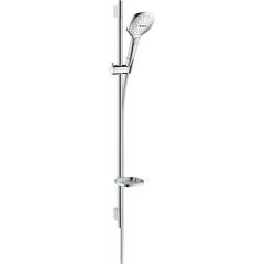 Hansgrohe Raindance Select E 120 3jet/Unica'S Puro 0.90m dušas komplekts ar ziepju trauku, balts/hroms