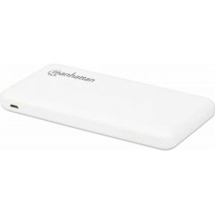 Manhattan Power Bank, 10000 mAh, Output: 2x USB-A (2.1A & 1A), Input: USB-C & Micro-USB (both 2A), White, One Year Warranty, Blister