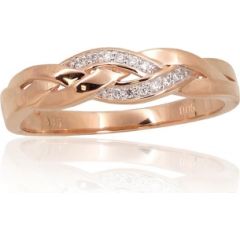 Золотое кольцо #1101115(Au-R+PRh-W)_DI, Красное Золото	585°, родий (покрытие) , Бриллианты (0,05Ct), Размер: 18.5, 2.42 гр.