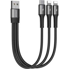 USB cable Joyroom S-01530G10 3in1 USB-C / 2x Lightning 3.5A 0.15m (black)