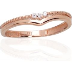Золотое кольцо #1100987(Au-R)_CZ, Красное Золото 585°, Цирконы, Размер: 16, 1.19 гр.