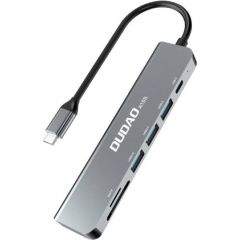 Adapter 6in1 Dudao A15S USB-C to 3x USB, 1x USB-C, SD / TF (gray)