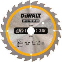 Griešanas disks kokam DeWalt; 165x1,86x20,0 mm; Z24; 20°