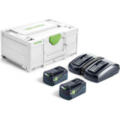 Piederumu komplekts Festool SYS 18V 2x5,0/TCL 6 DUO; 18 V; 2x5,0 Ah akum.