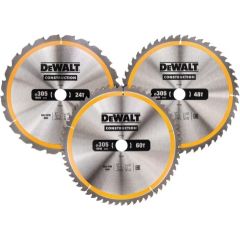 Griešanas disks kokam DeWalt DT1964-QZ; 24T; 48T; 60T; 305 mm; 3 gab.