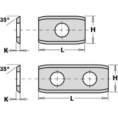 Ēveles asmeņi CMT 790.201.00; 20x12x1,5 mm; HW-HC; 1 gab.