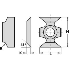 Ēveles asmeņi CMT 790.160.00; 16x22x5 mm; 45°; HW-HC; 1 gab.