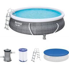 Bestway Fast Set above ground pool set, ? 457cm x 107cm, swimming pool (grey, with filter pump)