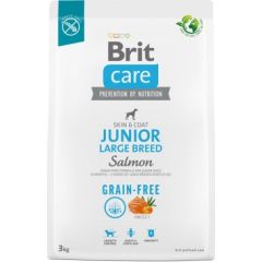 Dry food for young dog (3 months - 2 years), large breeds over 25 kg - Brit Care Dog Grain-Free Junior Large salmon 3kg