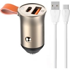 LDNIO C509Q USB, USB-C 30W Car charger + USB-C cable Cable