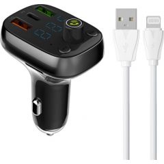 LDNIO Bluetooth C704Q 2USB, USB-C Transmiter FM + Lightning cable