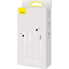 Baseus Earphone Encok H17 in-ear wired earphone with 3.5mm jack wired headphones White (NGCR020002)