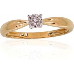 Золотое кольцо #1100187(Au-Y+PRh-W)_DI, Желтое Золото 585°, родий (покрытие), Бриллианты (0,025Ct), Размер: 16, 1.56 гр.