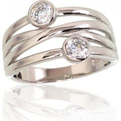 Серебряное кольцо #2101635(PRh-Gr)_CZ, Серебро 925°, родий (покрытие), Цирконы, Размер: 17, 3.6 гр.