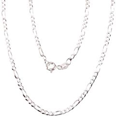 Серебряная цепочка Фигаро 2,2 мм, алмазная обработка граней #2400105, Серебро 925°, длина: 45 см, 4.9 гр.