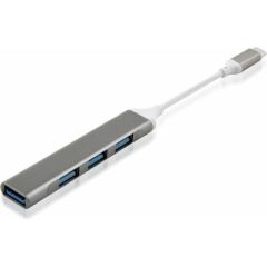 Мини адаптер Goodbuy (разветвитель) USB-C (Type-C) на 4 x USB 3.0 серебристый