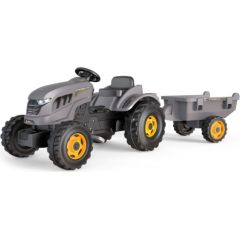 Liels miniatūrs traktors ar piekabi -Smoby, pelēks