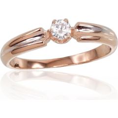 Золотое кольцо #1100721(Au-R+PRh-W)_CZ, Красное Золото 585°, родий (покрытие), Цирконы, Размер: 16.5, 1.27 гр.
