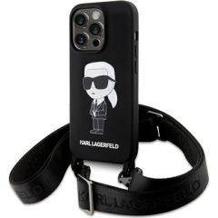 Karl Lagerfeld Crossbody Silicone Ikonik Back Case Защитный Чехол для Apple iPhone 15 Pro