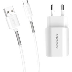 Dudao EU wall charger 2x USB 5V | 2.4A + USB Type C cable white (A2EU + Type-c white)