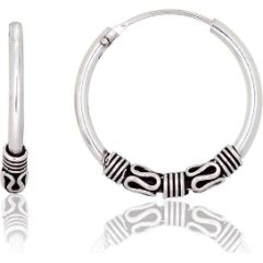 Серебряные серьги-кольца #2204003(POx-Bk), Серебро 925°, оксид (покрытие), 2 гр.