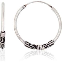 Серебряные серьги-кольца #2204013(POx-Bk), Серебро 925°, оксид (покрытие), 2.4 гр.