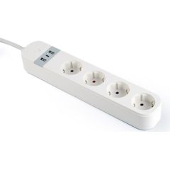 Gembird Smart power strip with USB charger, 4 French sockets, white