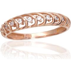 Золотое кольцо #1101002(Au-R)_CZ, Красное Золото 585°, Цирконы, Размер: 17, 1.47 гр.