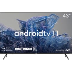 43', UHD, Android TV 11, Black, 3840x2160, 60 Hz, Sound by JVC, 2x12W, 53 kWh/1000h , BT5.1, HDMI ports 4, 24 months