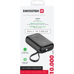 Swissten Power Bank с USB-C и Lightning Проводом 10 000 mAh 22.5W