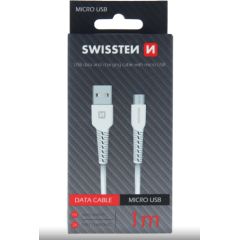 Swissten Basic Fast Charge 3A Micro USB Datu un Uzlādes Kabelis 1m Balts