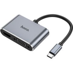 Адаптер Hoco HB30 Type-C to HDMI+VGA+USB-A3.0+Type-C серый