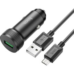 Автомобильная зарядка Hoco Z49A QC3.0 18W + MicroUSB черная