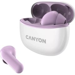 CANYON TWS-5, Bluetooth headset, with microphone, BT V5.3 JL 6983D4, Frequence Response:20Hz-20kHz, battery EarBud 40mAh*2+Charging Case 500mAh, type-C cable length 0.24m, size: 58.5*52.91*25.5mm, 0.036kg, Purple