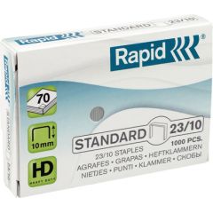 Skavas Rapid, Standard, 23/10, 1000 skavas/kastītē, lieljaudas skavas līdz 70 papīra loksnēm ( Iepak. x 2 )