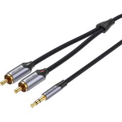 2xRCA cable (Cinch) jack to 3.5mm Vention BCNBJ 5m (grey)