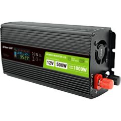 Green Cell PowerInverter LCD 12V 500W/10000W car inverter with display - pure sine wave