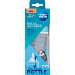 Canpol Exotic Animals / Easy Start Anti-Colic Bottle 240ml Blue 3m+