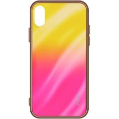 Evelatus Galaxy A20e Water Ripple Gradient Color Anti-Explosion Tempered Glass Case Samsung Gradient Yellow-Pink