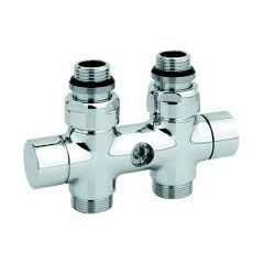 Carlo Poletti Rad. dubultbloks Twinvalve Thermo 1/2` x 24-19, taisns, balts (50mm)