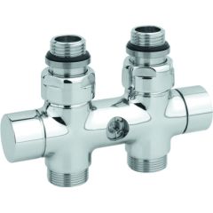 Carlo Poletti Rad. dubultbloks Twinvalve 1/2` x 24-19, taisns, hromēts (50mm)