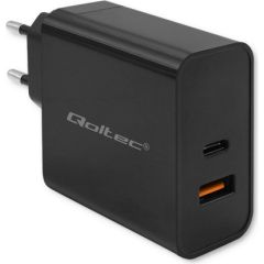 Qoltec 52380 Super Quick PD Charger | 1xUSB-C | 1xUSB | 65W | 5-20V | 1.5-3.25A | Black