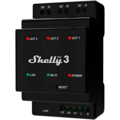 DIN Rail Smart Switch Shelly Pro 3 with dry contacts, 3 channels