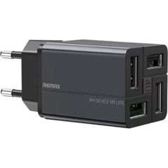 Wall charger Remax, RP-U43, 4x USB, 3.4A (black)