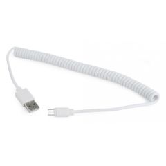 Gembird Coiled Micro-USB cable, 1.8m, white