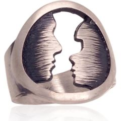 Серебряное кольцо #2101769(Matt+POx-MattBk), Серебро 925°, оксид (покрытие), Размер: 19, 6 гр.